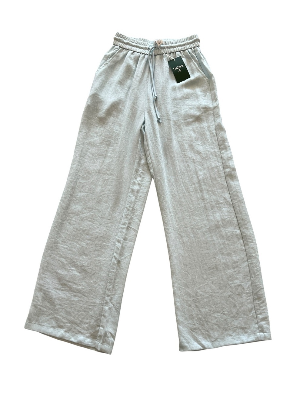 Halara High Waisted Drawstring Wide Leg Baggy Boho Casual Linen Like Pants- XS